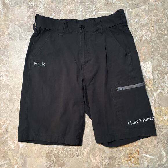 Huk Fishing Shorts Mens Small Black 10” Performance Outdoor Stretch Next Level - Picture 1 of 8